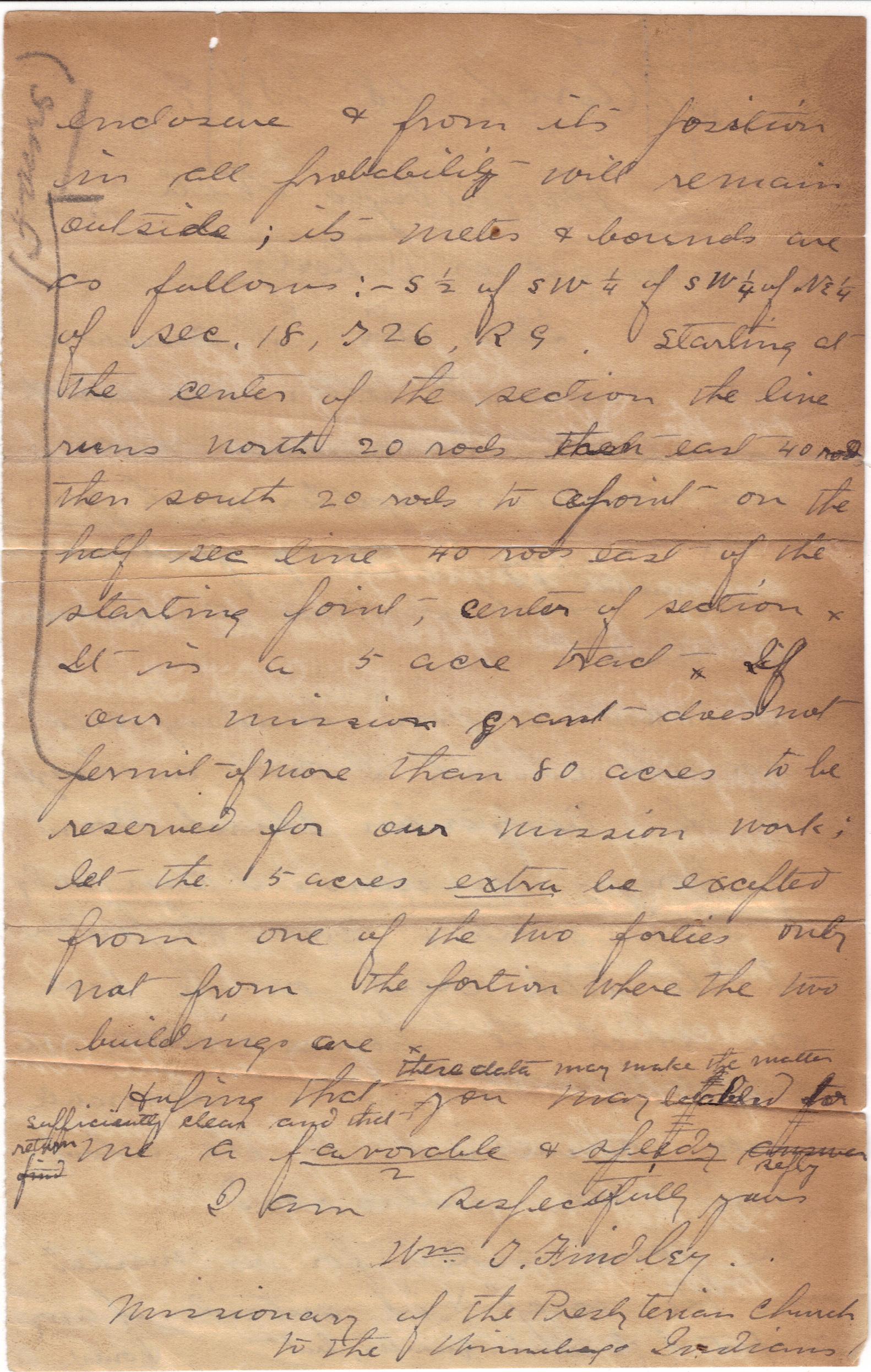 March 18, 1889: Winnebago Mission land papers (2)